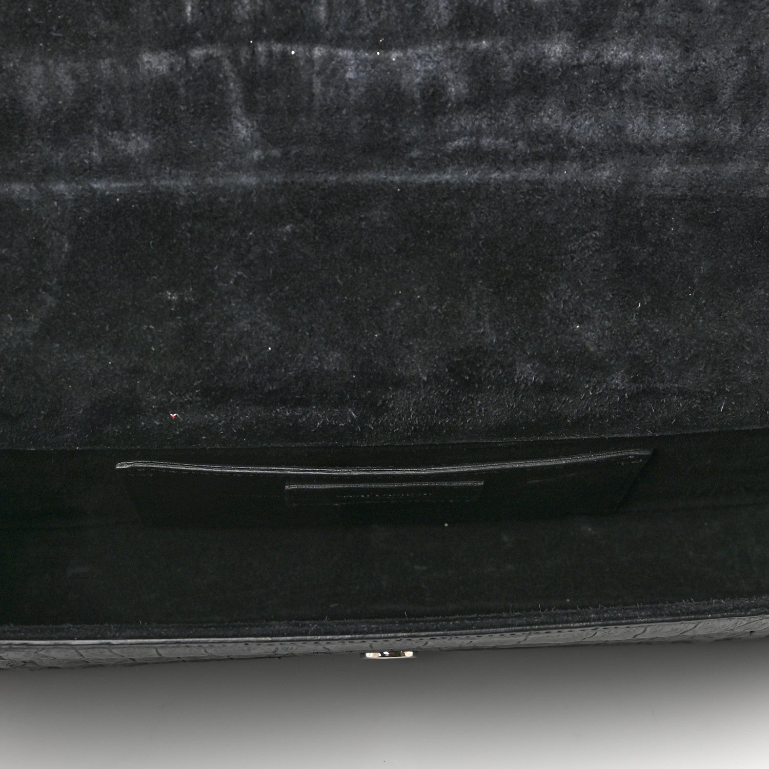 Saint Laurent Calfskin Crocodile Embossed Classic Monogram Tassel Clutch Black 5 of 9