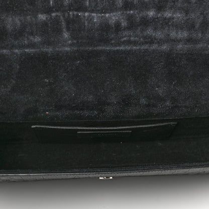 Saint Laurent Calfskin Crocodile Embossed Classic Monogram Tassel Clutch Black 5 of 9