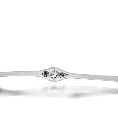 John Hardy Sterling Silver Amethyst Bamboo Bangle Bracelet Set of 3 4 of 4