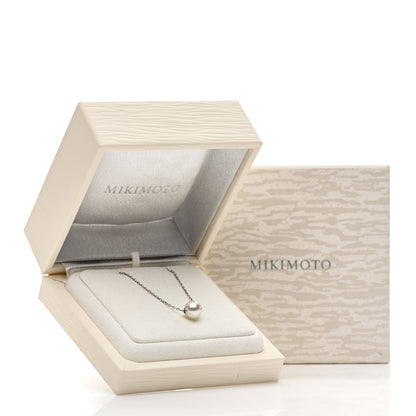 Mikimoto 18K White Gold Akoya Cultured Pearl 8-8.5mm Single Pendant Necklace 5 of 5