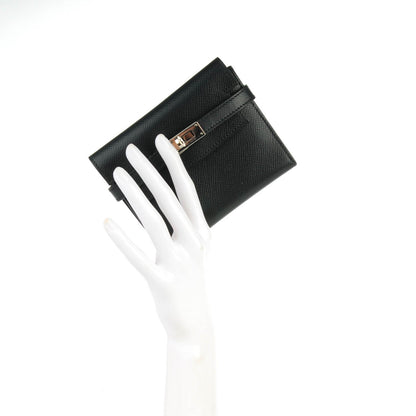 Hermes Epsom Medium Kelly Wallet Black 2 of 9