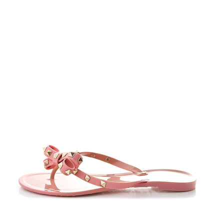 Valentino Garavani PVC Jelly Rockstud Bow Thong Sandals 39 Pink 1 of 10