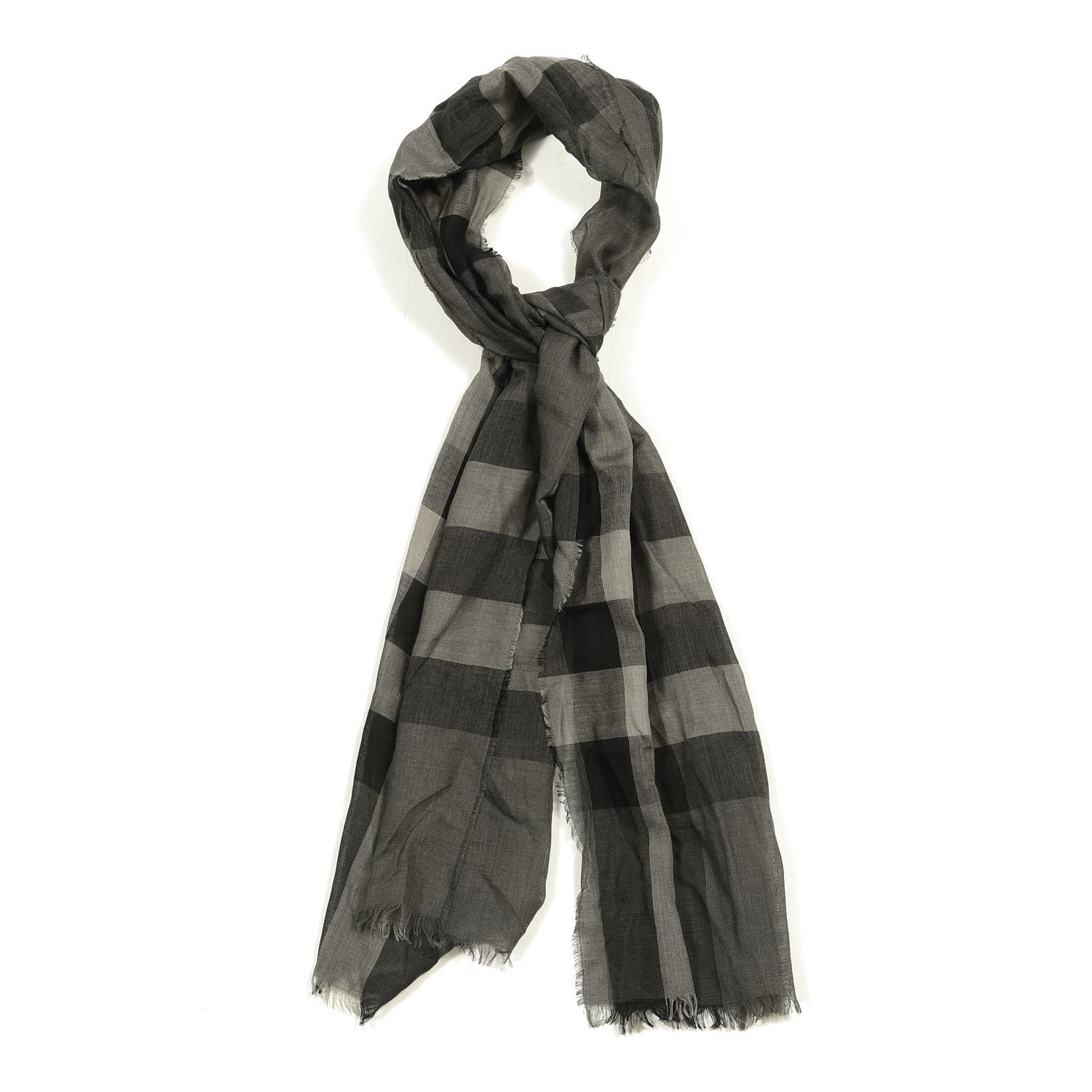 Burberry Wool Silk Gauze Giant Exploded Check Scarf Charcoal 1 of 4