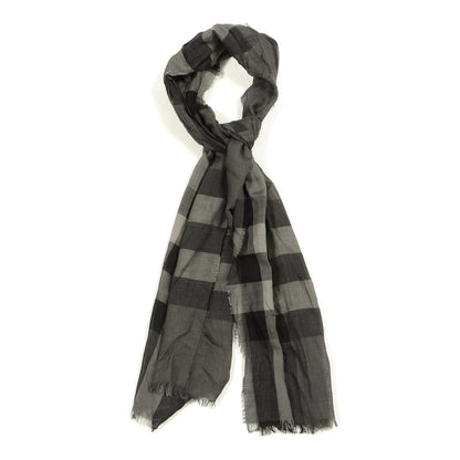 Burberry Wool Silk Gauze Giant Exploded Check Scarf Charcoal 1 of 4