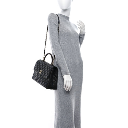 Chanel Caviar Lizard Quilted Medium Coco Handle Flap Black 2 of 10