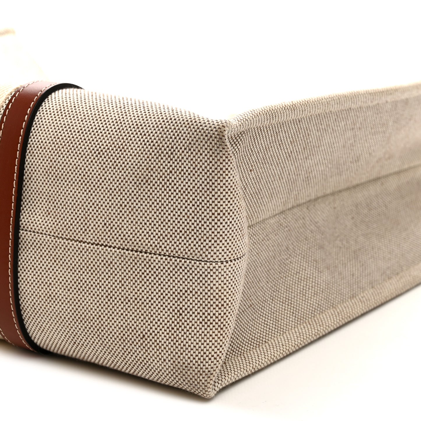 Cotton Calfskin Large Woody Ribbon Tote White Brown