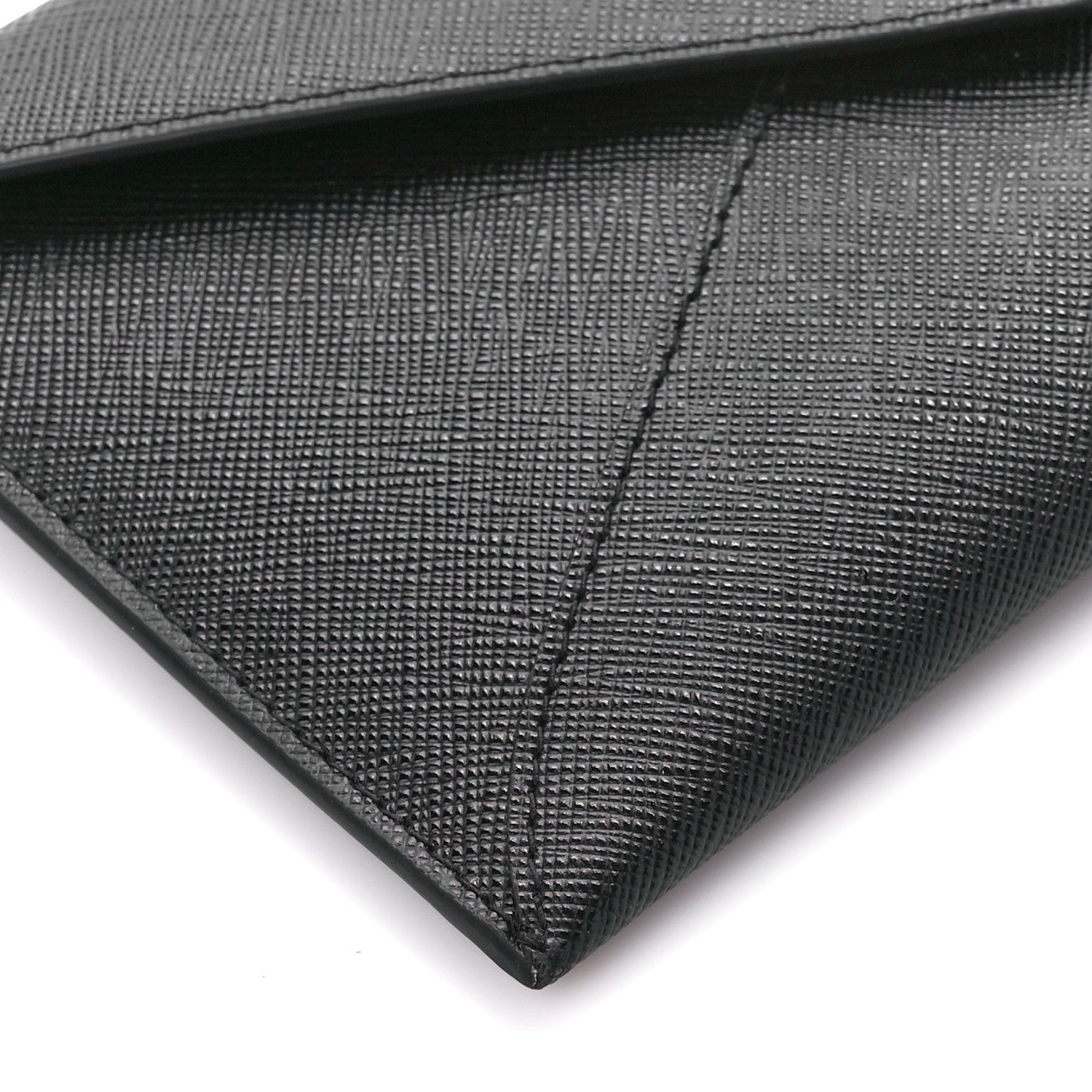 Prada Saffiano Metal Envelope Wallet Black 10 of 12