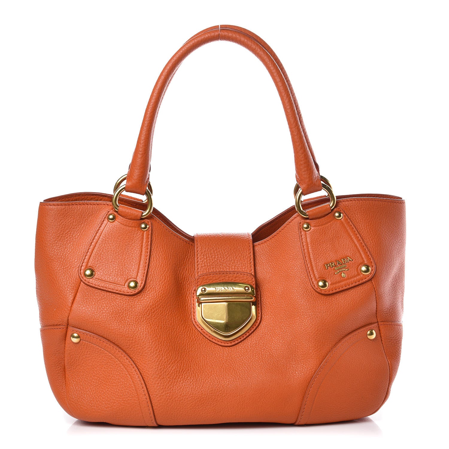 Prada Vitello Daino Shoulder Bag Papaya 1 of 12
