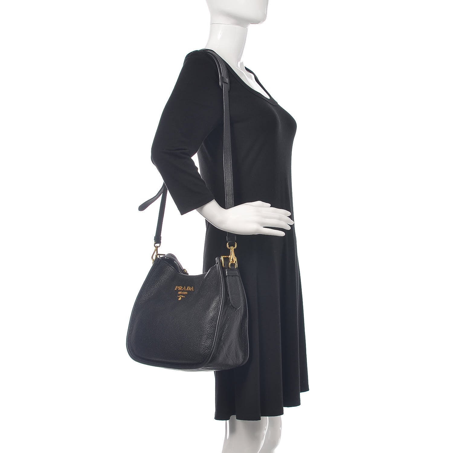 Prada Vitello Daino Hobo Black 3 of 11