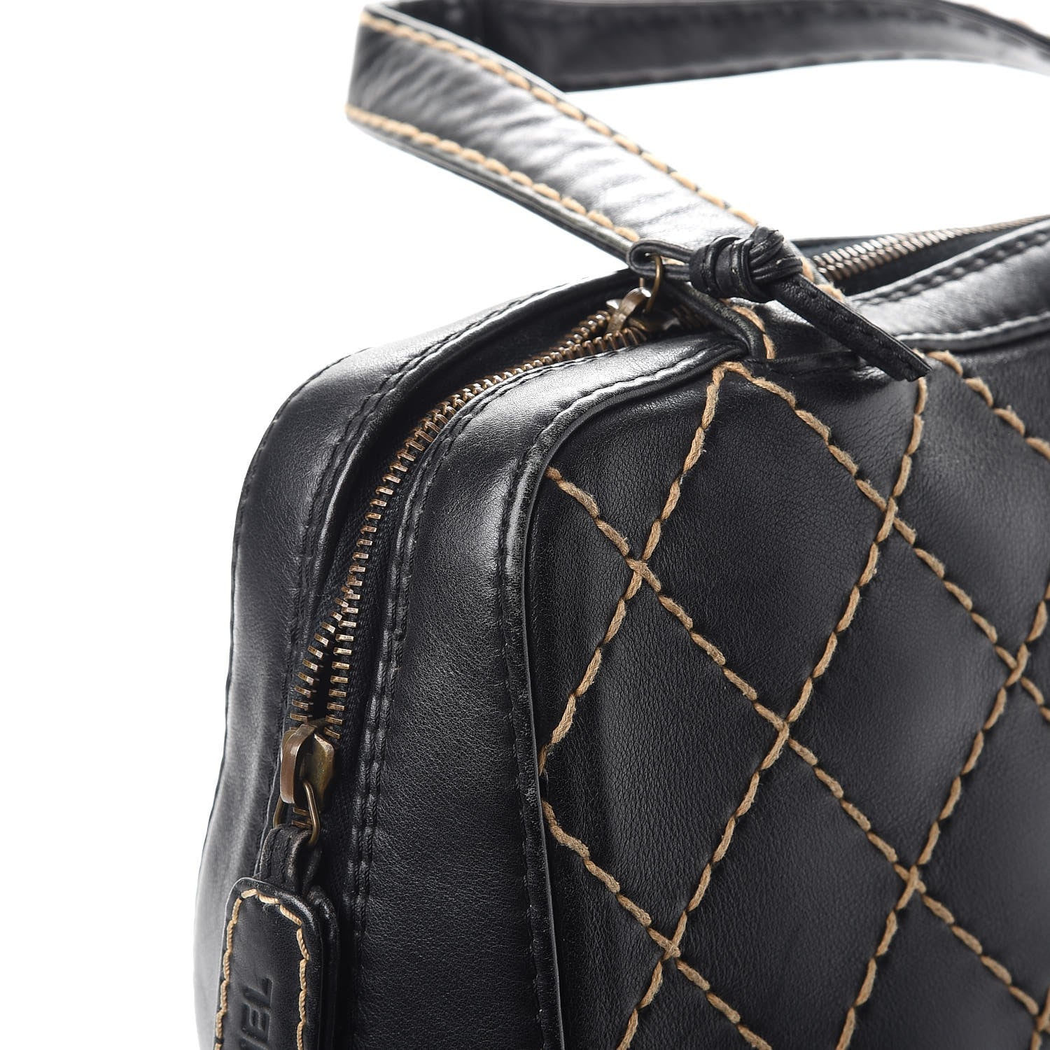 Chanel Calfskin Contrast Stitch Surpique Bowler Black 9 of 15