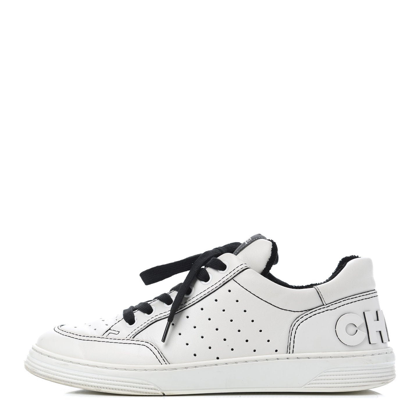 Calfskin Womens Logo Sneakers 39 White Black