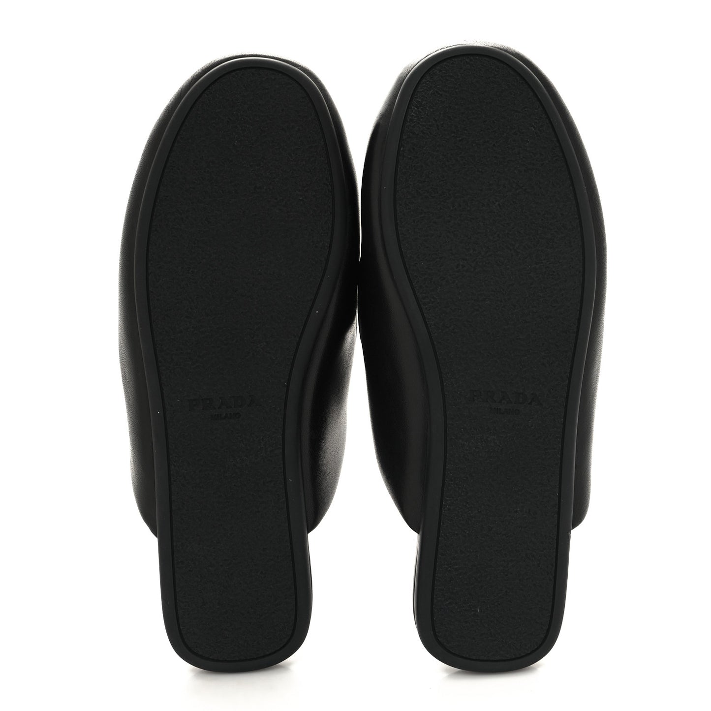 Nappa Soft Padded Metal Triangle Logo Lug Sole 20mm Mules 36 Black