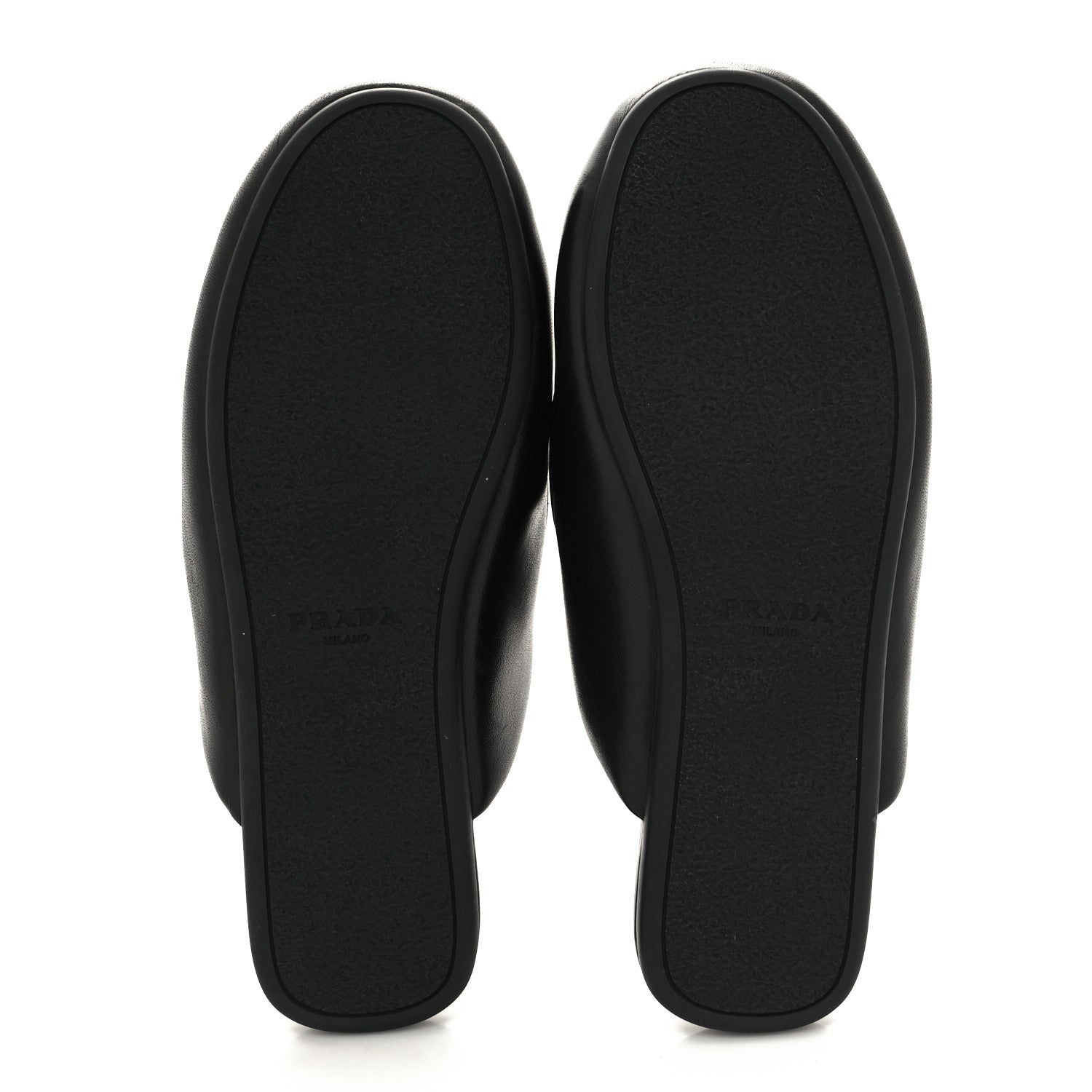 Prada Nappa Soft Padded Metal Triangle Logo Lug Sole 20mm Mules 36 Black 5 of 8