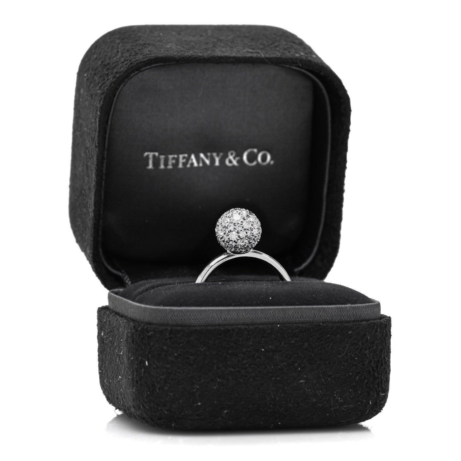 Tiffany 18K White Gold Diamond 8mm Hardwear Ball Ring 53 6.25 5 of 5