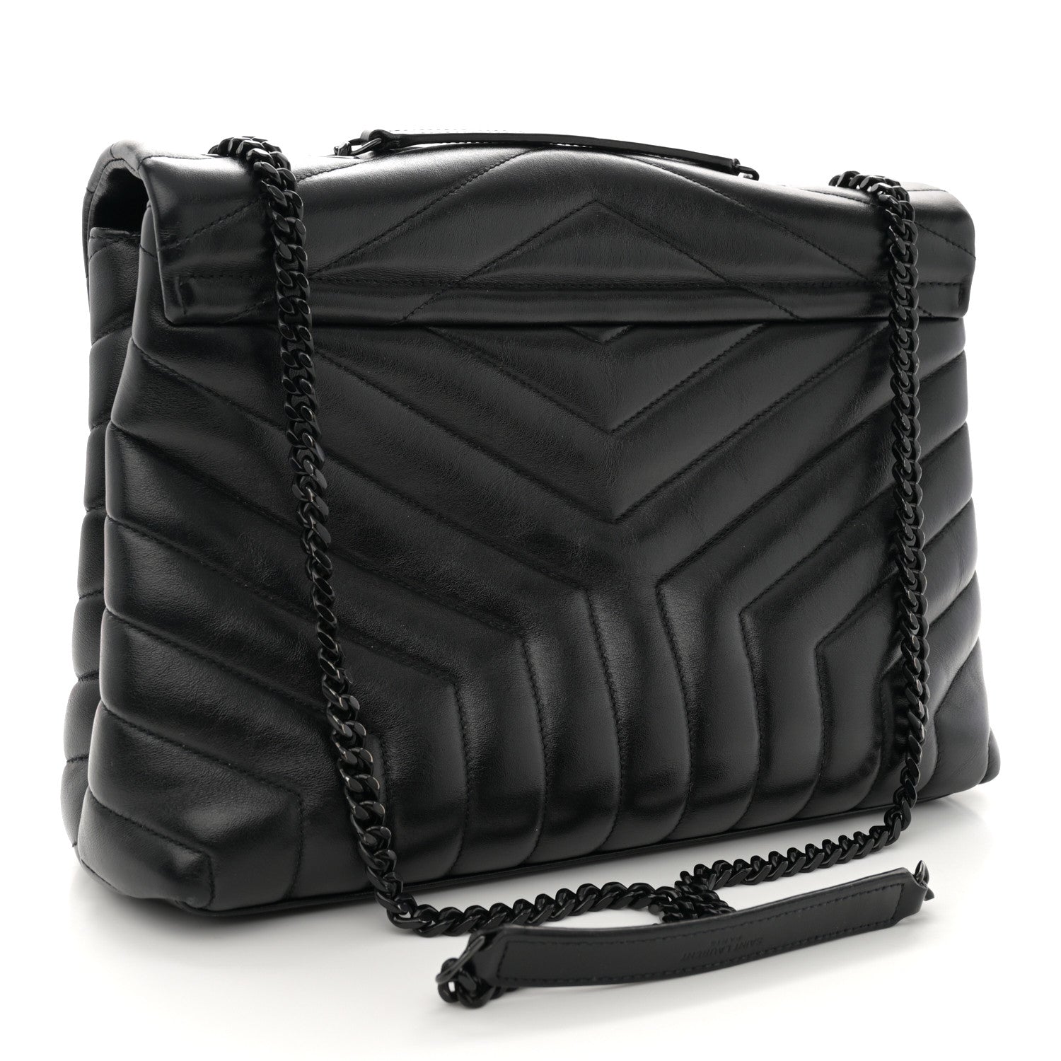 Saint Laurent Calfskin Y Quilted Monogram Monochrome Medium Loulou Chain Satchel Black 3 of 13