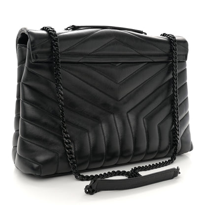 Saint Laurent Calfskin Y Quilted Monogram Monochrome Medium Loulou Chain Satchel Black 3 of 13