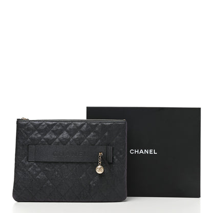 Chanel Iridescent Caviar Medium Night by the C Pouch Clutch Black 7 of 7