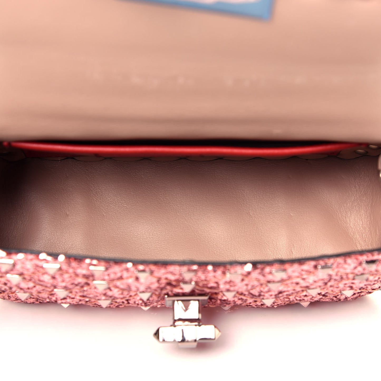 Glitter Mini Rockstud Spike Shoulder Bag Antique Pink