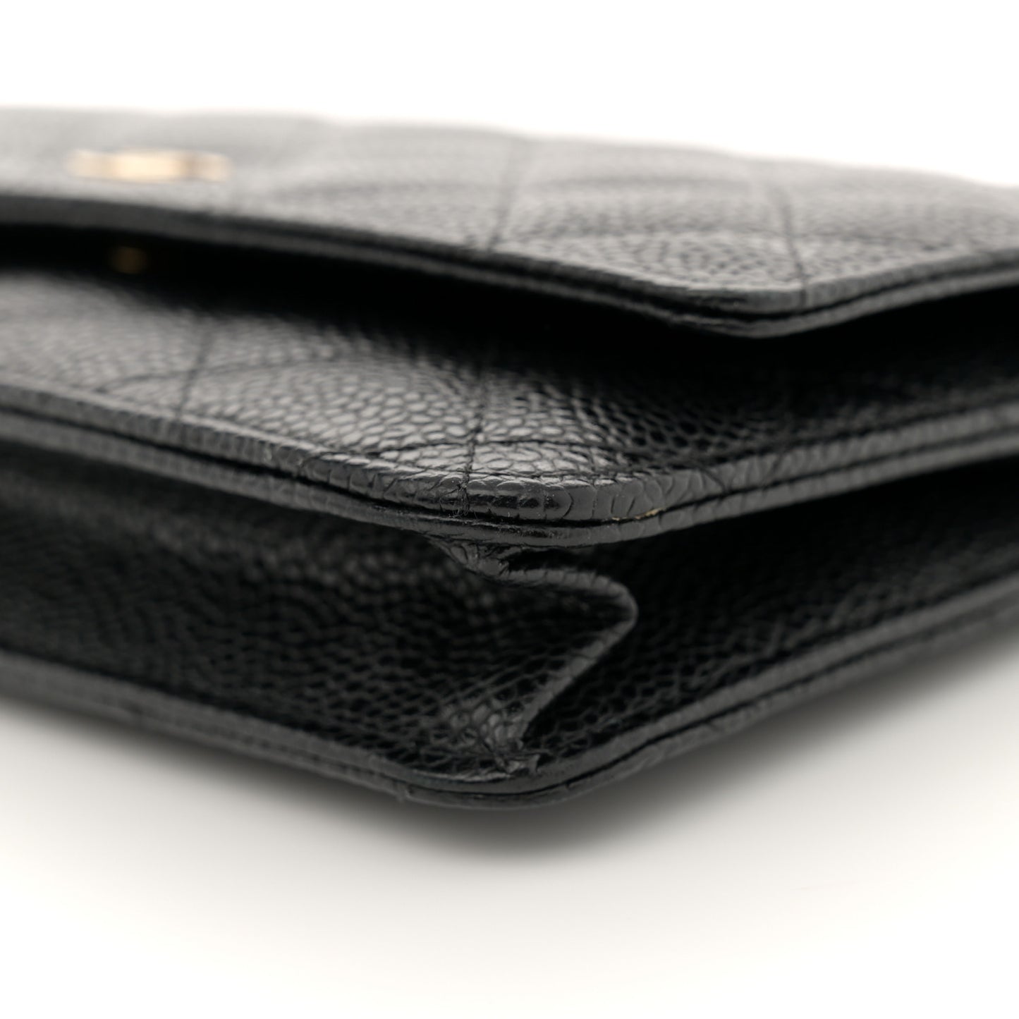 Caviar Quilted Wallet on Chain WOC Black