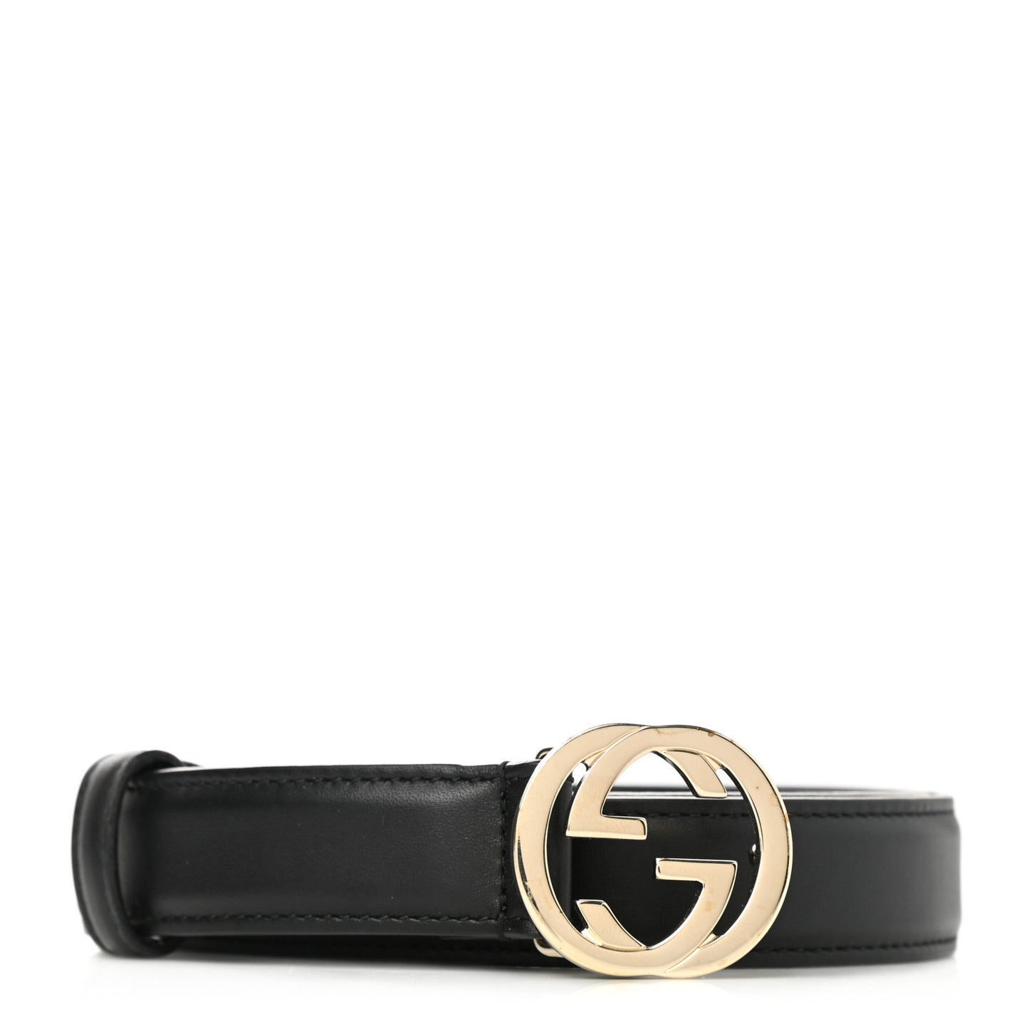 Moon Calfskin Interlocking G 25mm Belt 80 32 Black