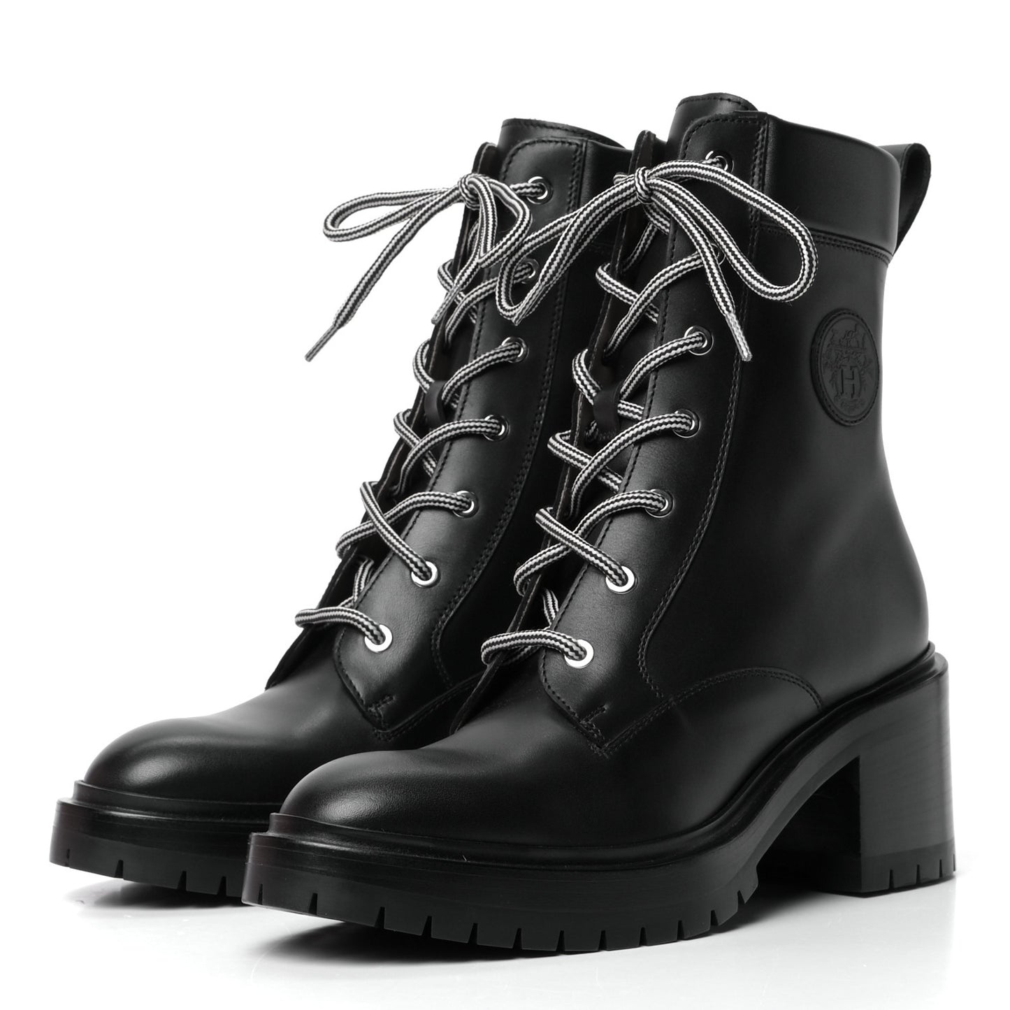 Calfskin Bridge Ankle Boots 38.5 Black