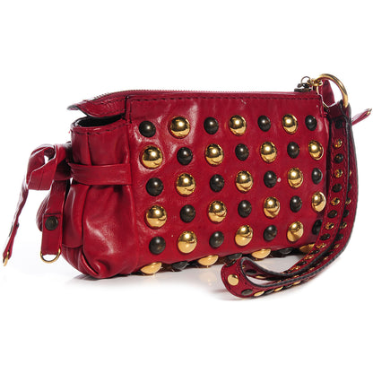 Gucci Leather Studded Babouska Clutch Red 3 of 8