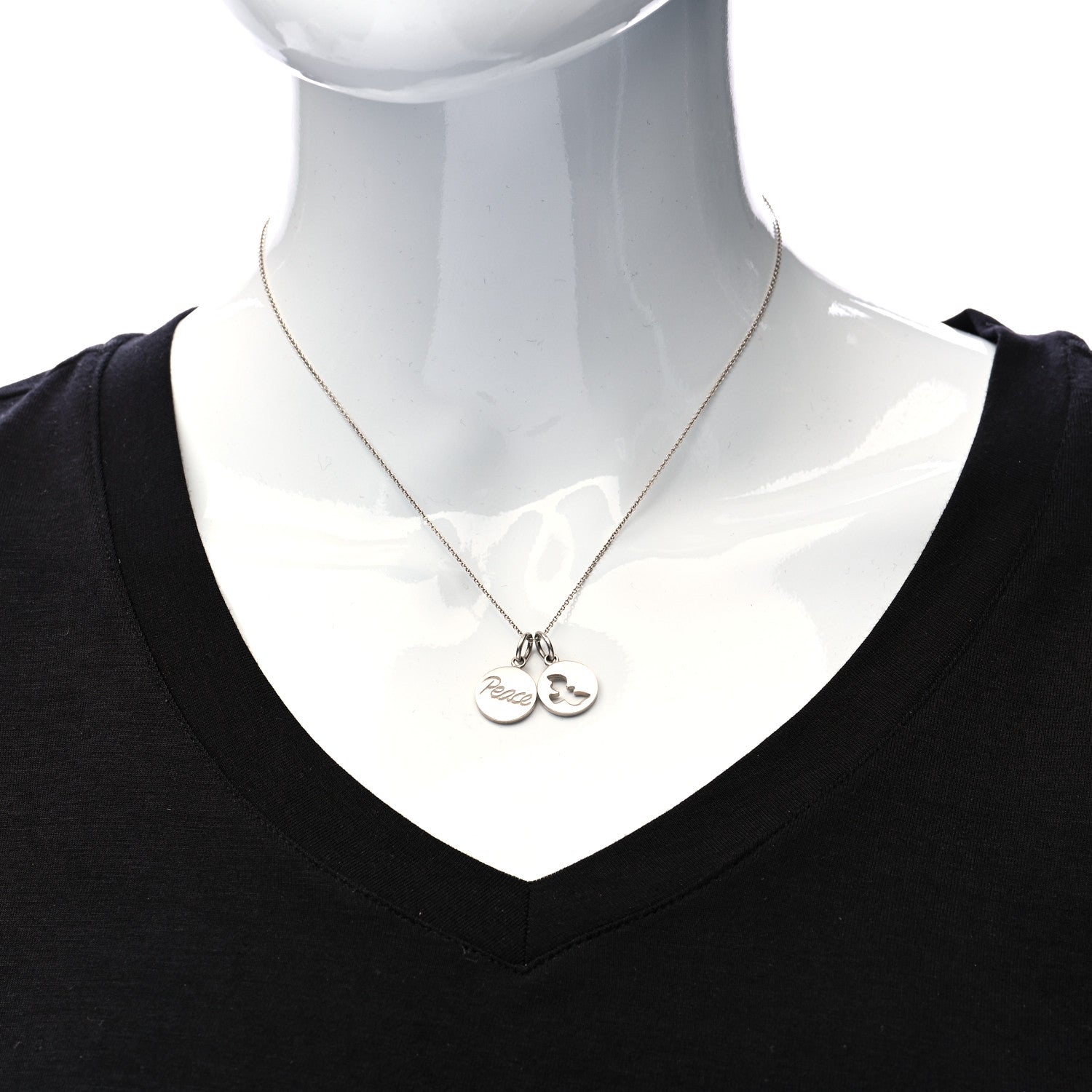 Tiffany Sterling Silver Peace Dove Double Pendant Necklace 2 of 6
