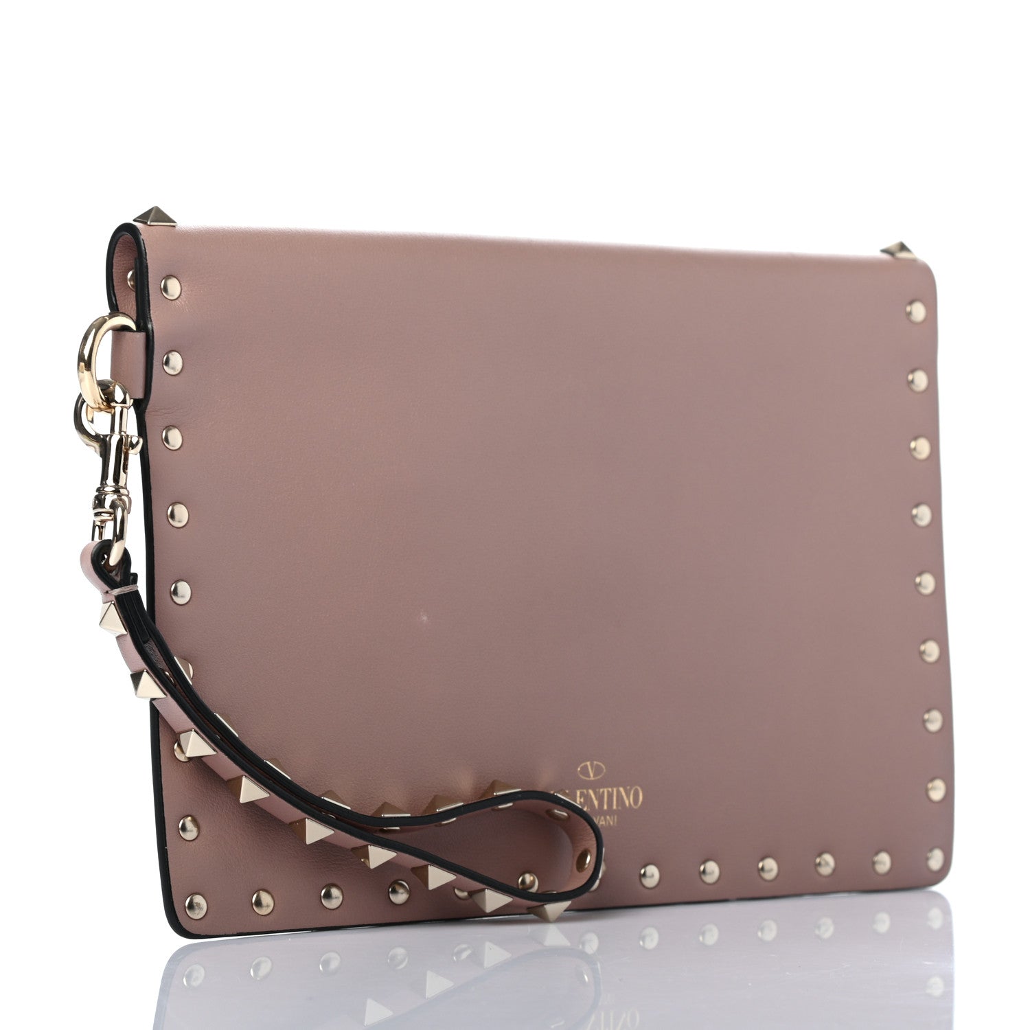 Valentino Garavani Vitello Medium Rockstud Envelope Flat Wristlet Pouch Poudre 3 of 8