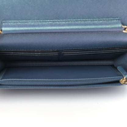 Chanel Iridescent Caviar Quilted Wallet On Chain WOC Dark Blue 4 of 9