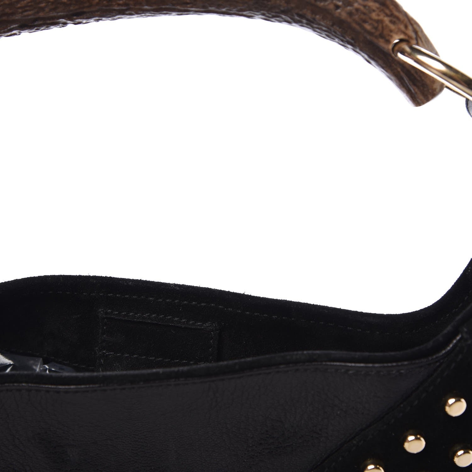 Saint Laurent Suede Studded Y Mombasa Horn Bag Black 12 of 12
