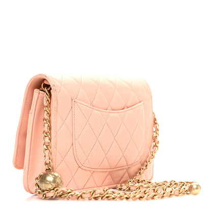 Chanel Lambskin Quilted CC Pearl Crush Wallet on Chain WOC Light Orange 3 of 12