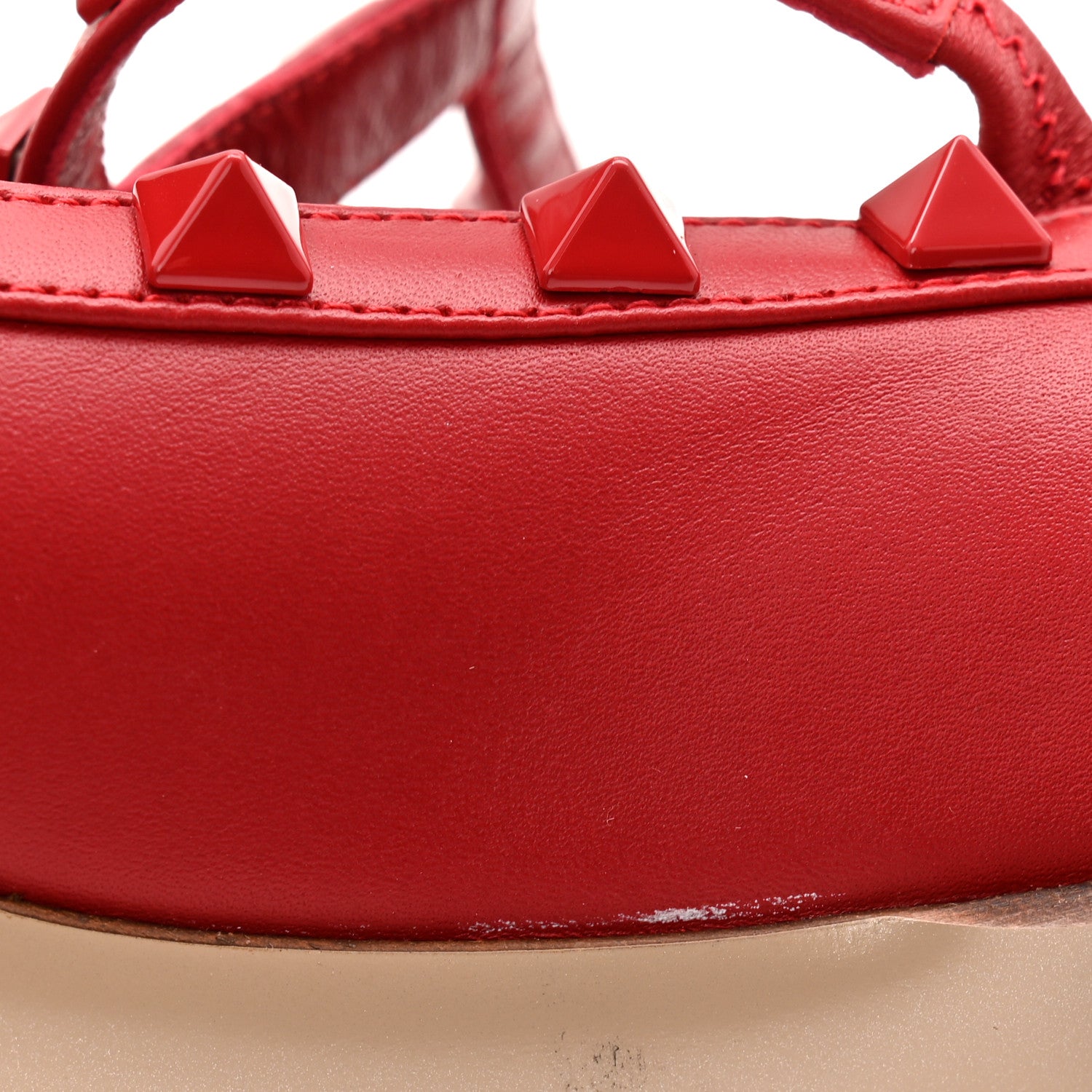 Valentino Garavani Calfskin Monochrome Rockstud Cage Ballerina Flats 38 Rosso Valentino 10 of 11