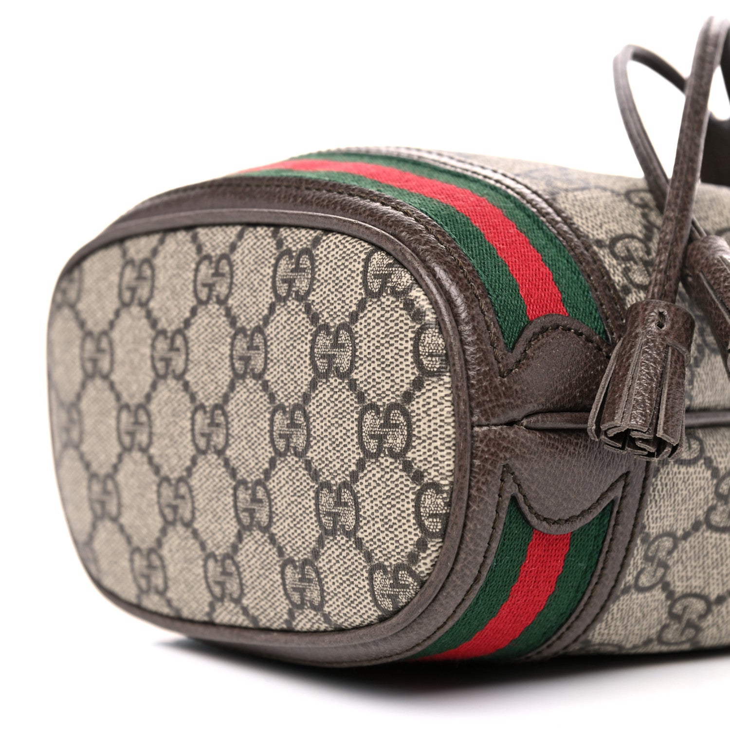 Gucci GG Supreme Monogram Web Mini Ophidia Bucket Bag Brown 9 of 10