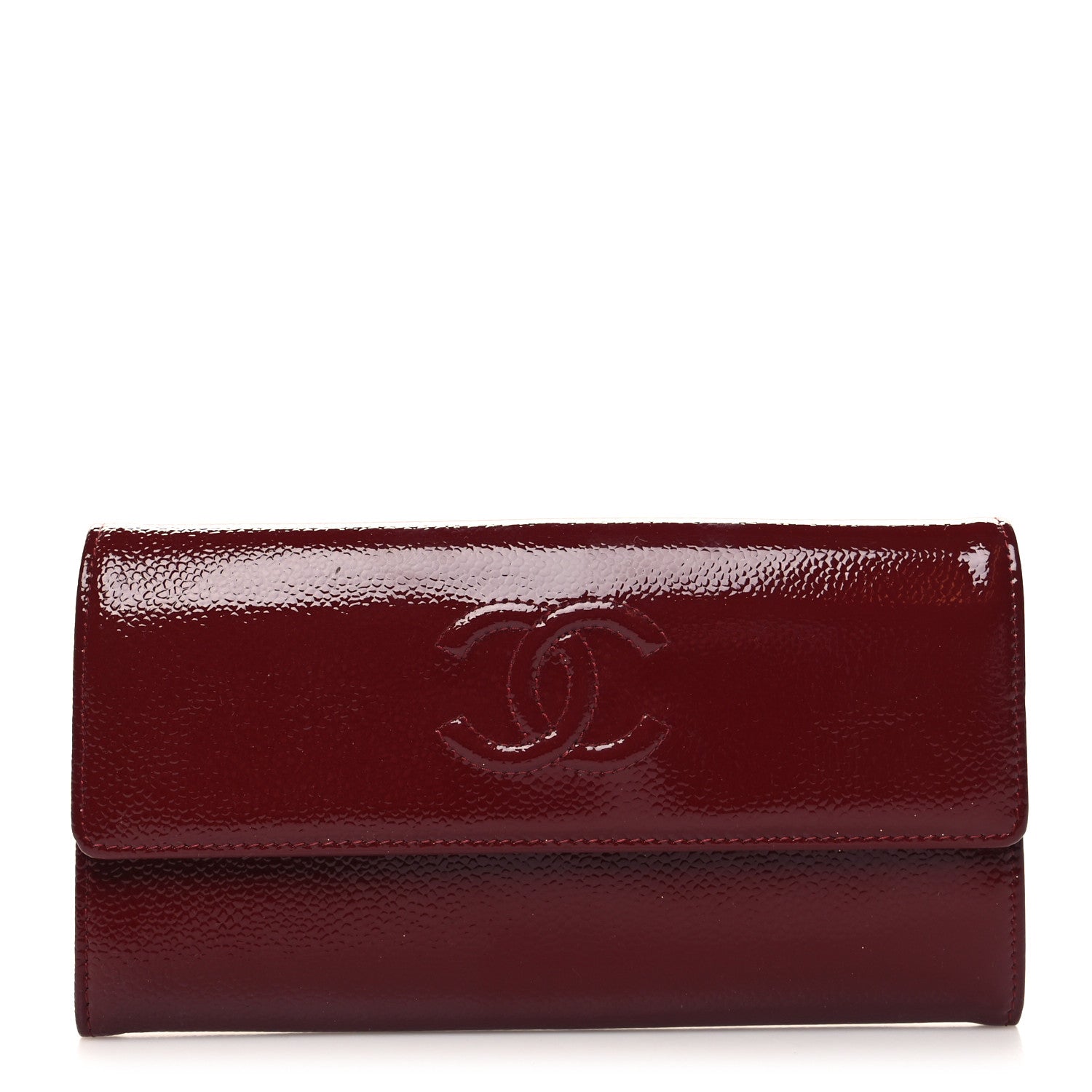 Chanel Patent Caviar Timeless CC Large Gusset Flap Wallet Burgundy 1 of 9