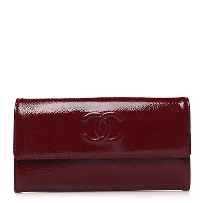 Chanel Patent Caviar Timeless CC Large Gusset Flap Wallet Burgundy 1 of 9