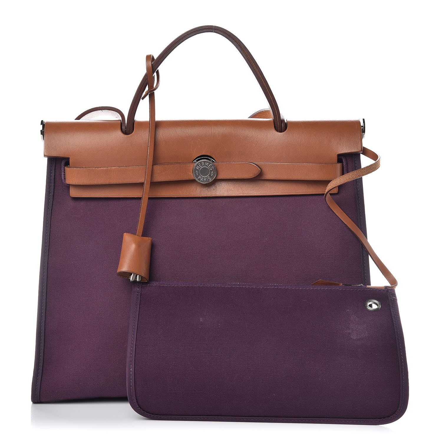 Hermes Vache Hunter Toile Herbag Zip 31 PM Fauve Cassis 4 of 15