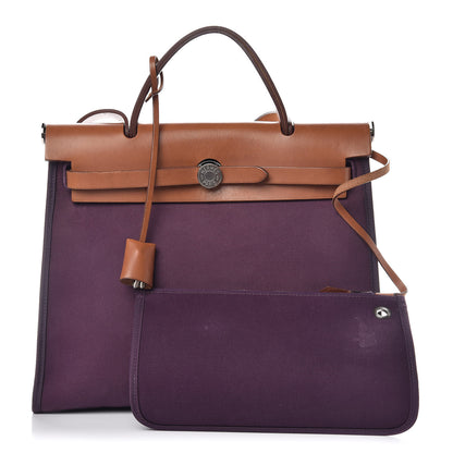 Hermes Vache Hunter Toile Herbag Zip 31 PM Fauve Cassis 4 of 15