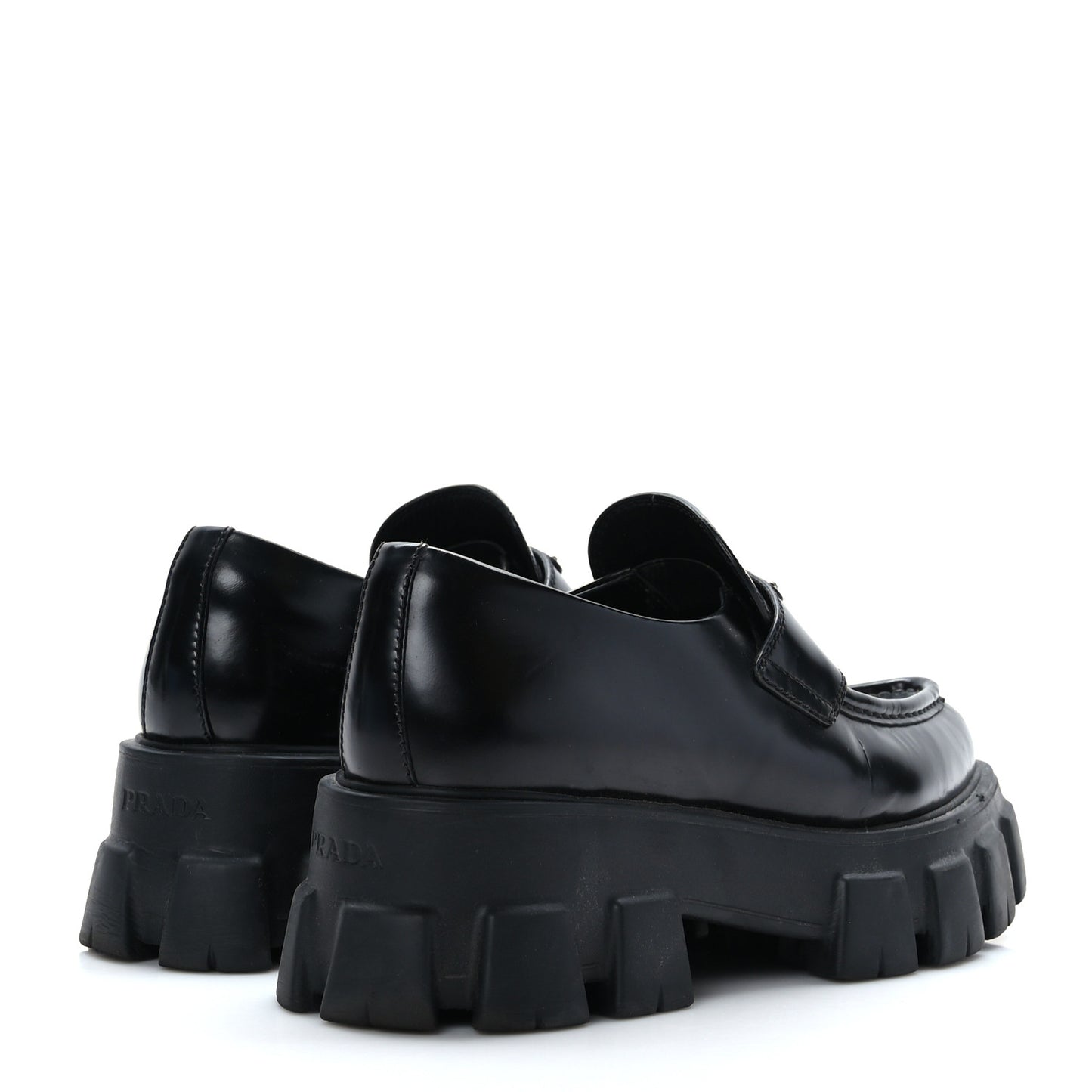 Spazzolato Triangle Logo Monolith Pointy 55mm Loafers 38.5 Black