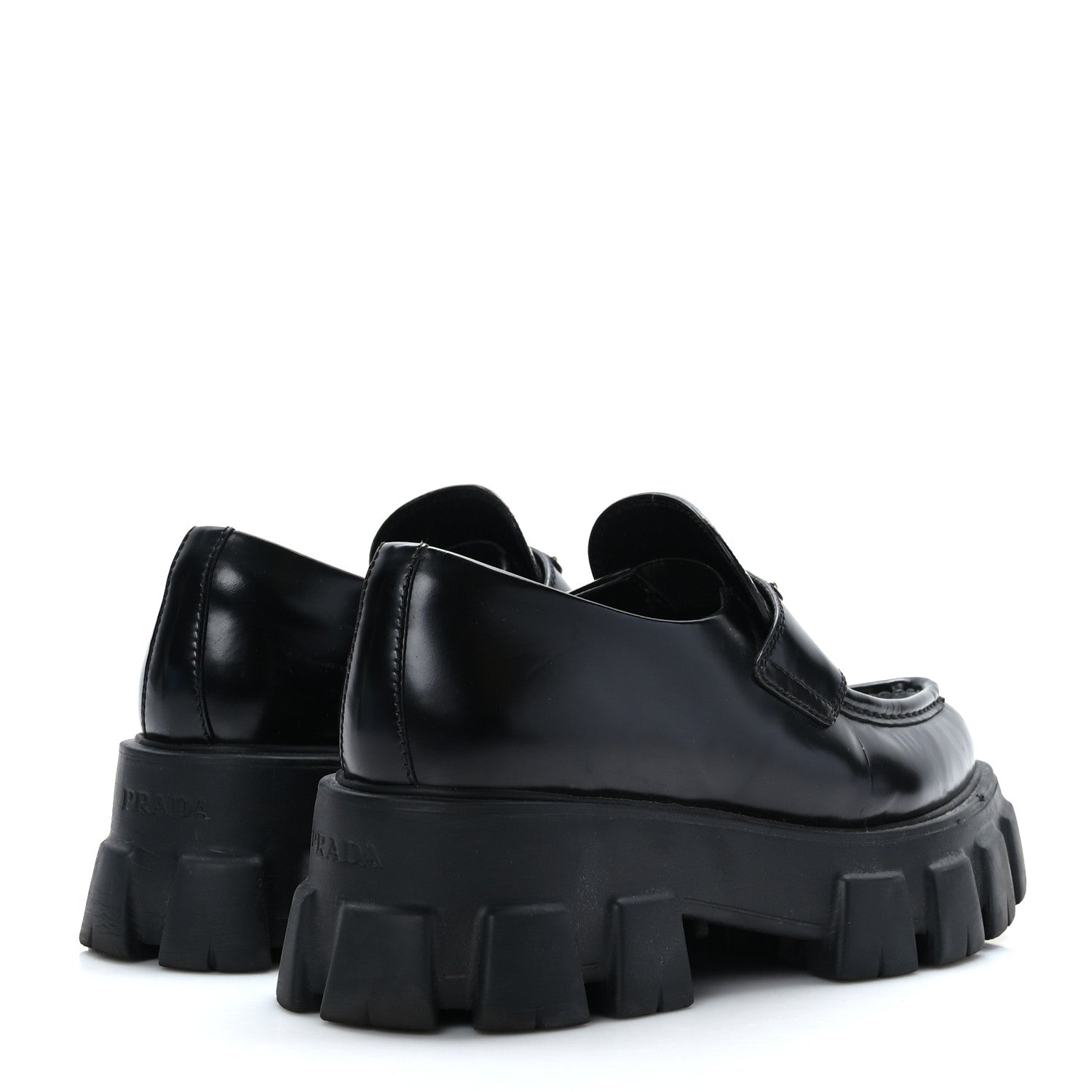 Prada Spazzolato Triangle Logo Monolith Pointy 55mm Loafers 38.5 Black 4 of 9