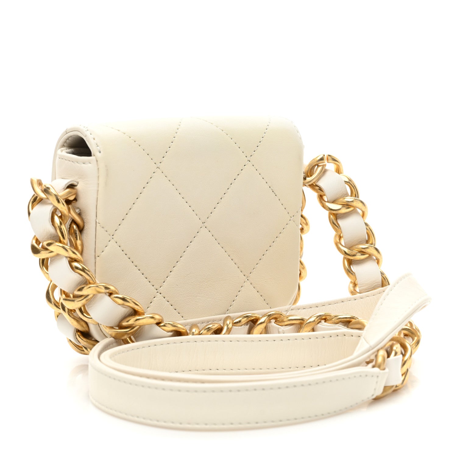 Chanel Calfskin Quilted Mini Framing Chain Bag White 3 of 10