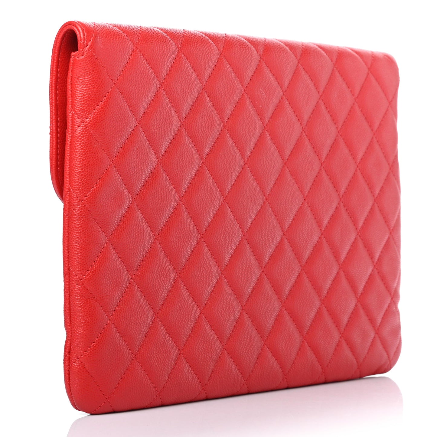Caviar Quilted Medium Golden Class Pouch Red