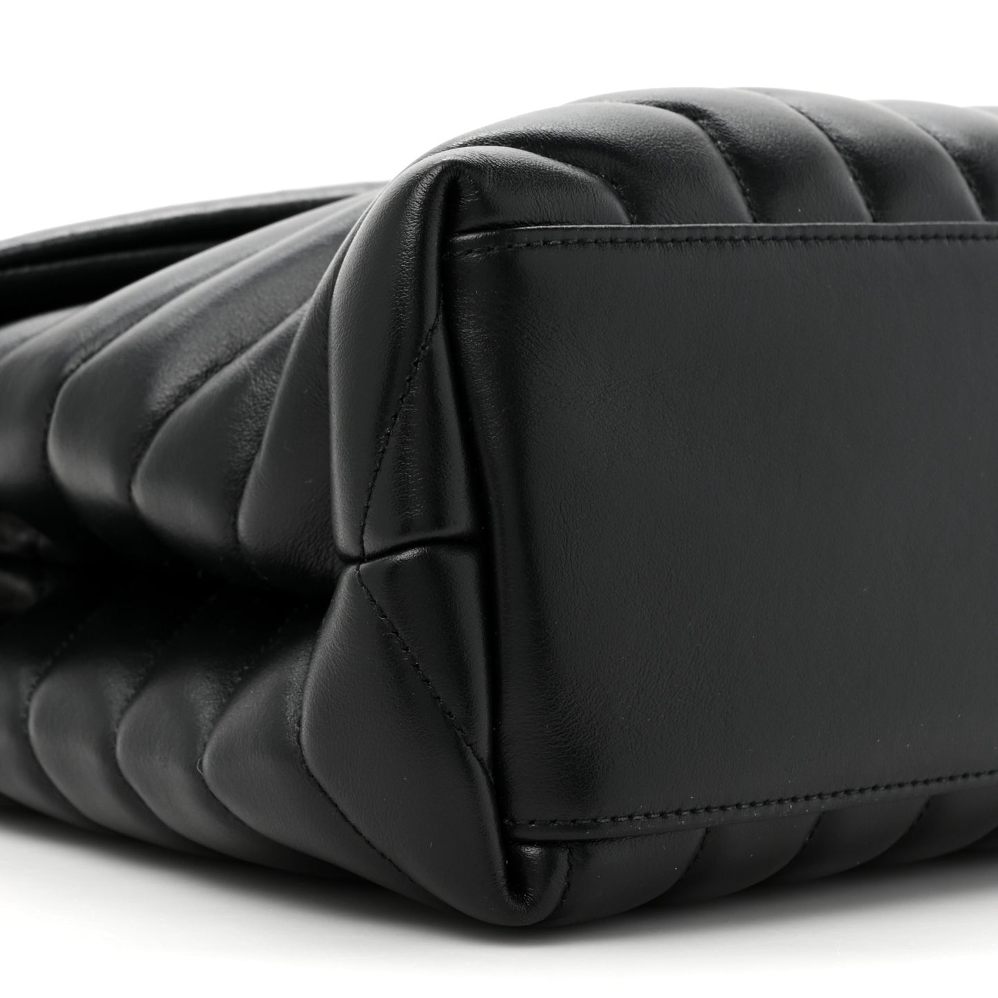 Calfskin Y Quilted Monogram Medium Loulou Chain Satchel Black