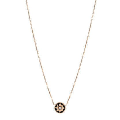 Christian Dior 18K Rose Gold Diamond Black Onyx Rose Des Vents Necklace 1 of 5