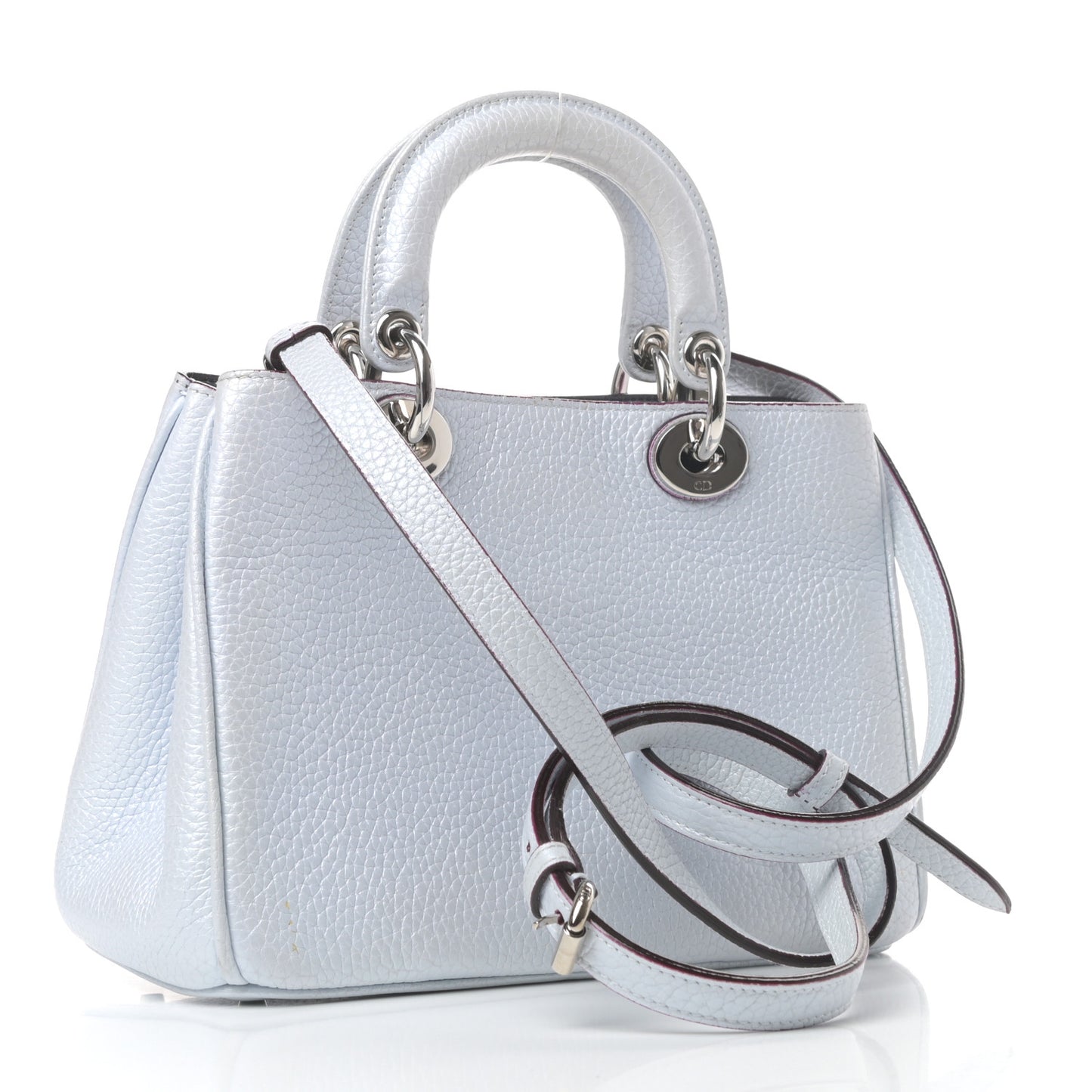 Metallic Bullcalf Mini Diorissimo Tote Light Blue