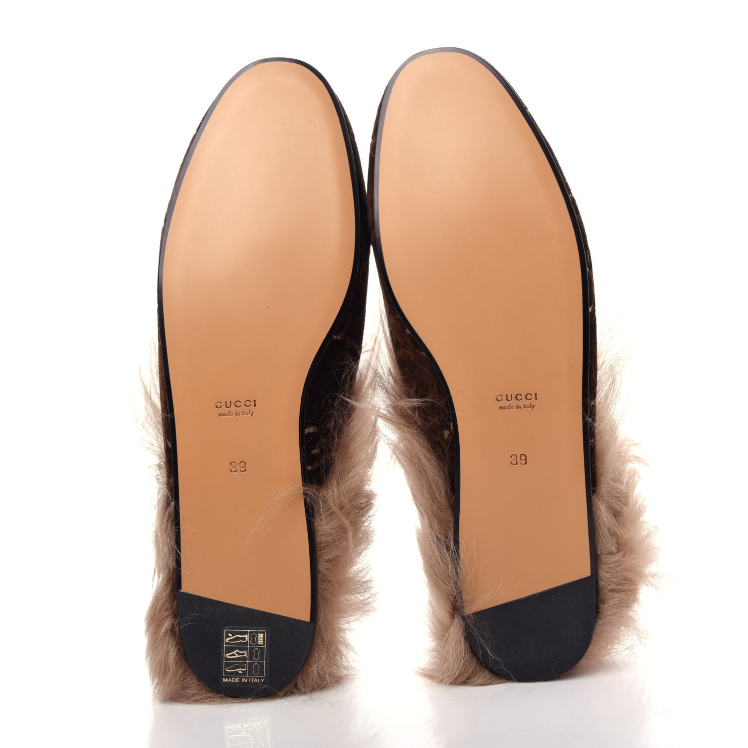 Gucci Velvet GG Monogram Fur Womens Princetown Slippers 39 Brown Black Natural 6 of 10