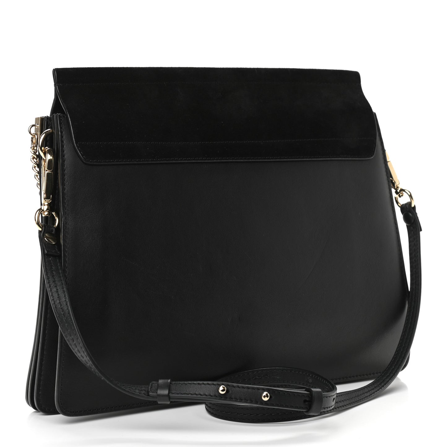 Suede Calfskin Medium Faye Shoulder Bag Black