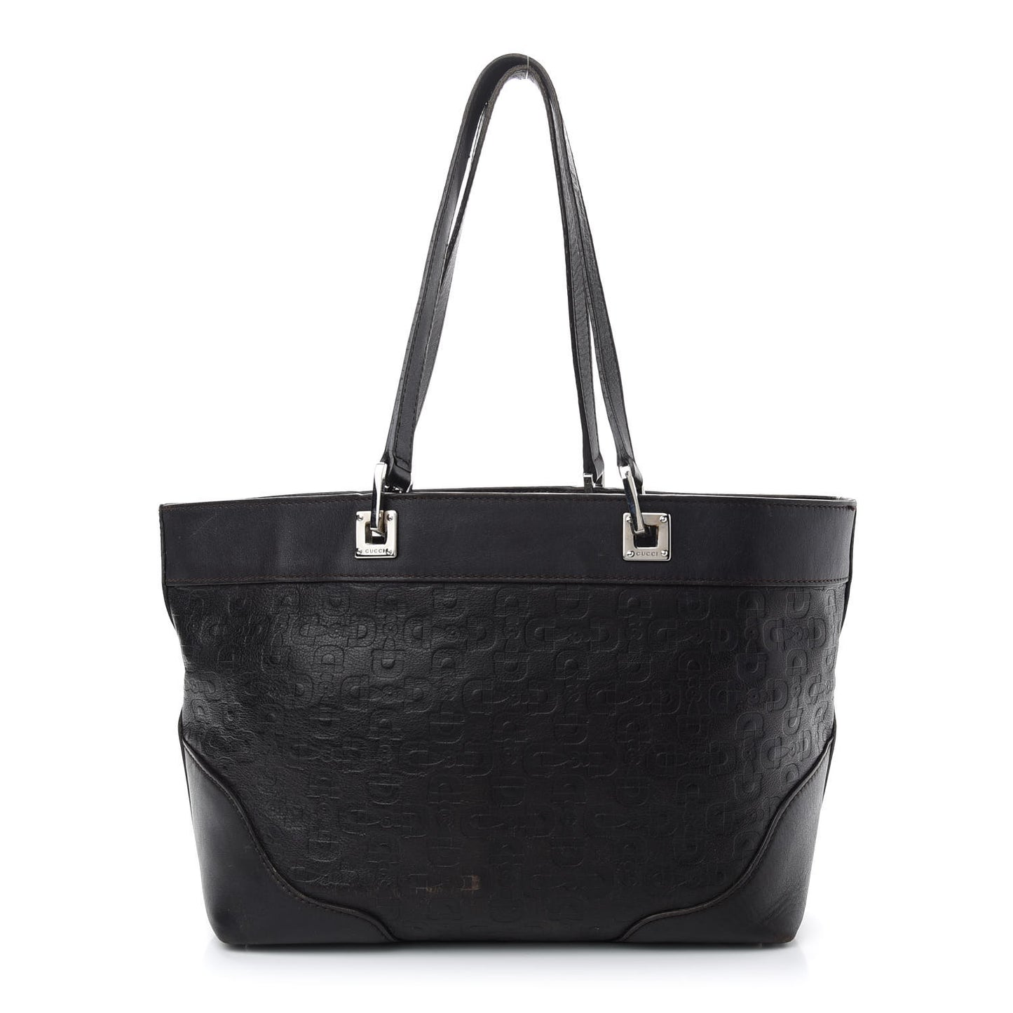Calfskin Horsebit Embossed Tote Dark Brown