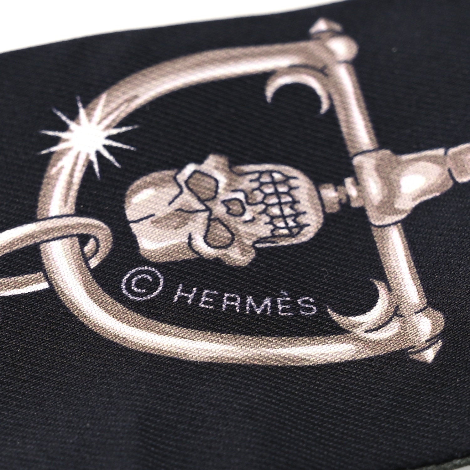 Hermes Silk C'est la Fete Twilly Kaki Fonce White Black 3 of 4