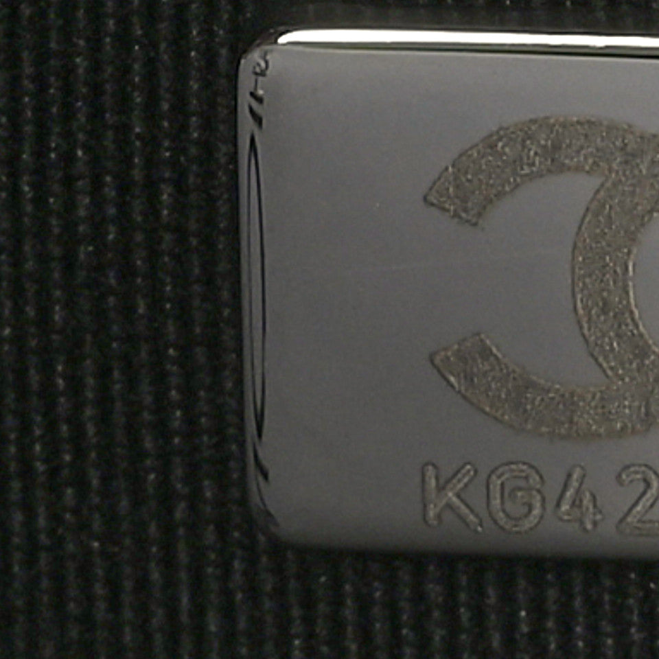 Canvas Calfskin Striped Large Deauville Tote Black White