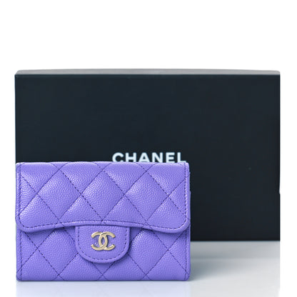 Chanel Caviar Quilted Flap Card Holder Wallet Purple 11 of 11